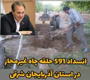 انسداد ۵۹۱ حلقه چاه غیرمجاز در استان آذربایجان شرقی